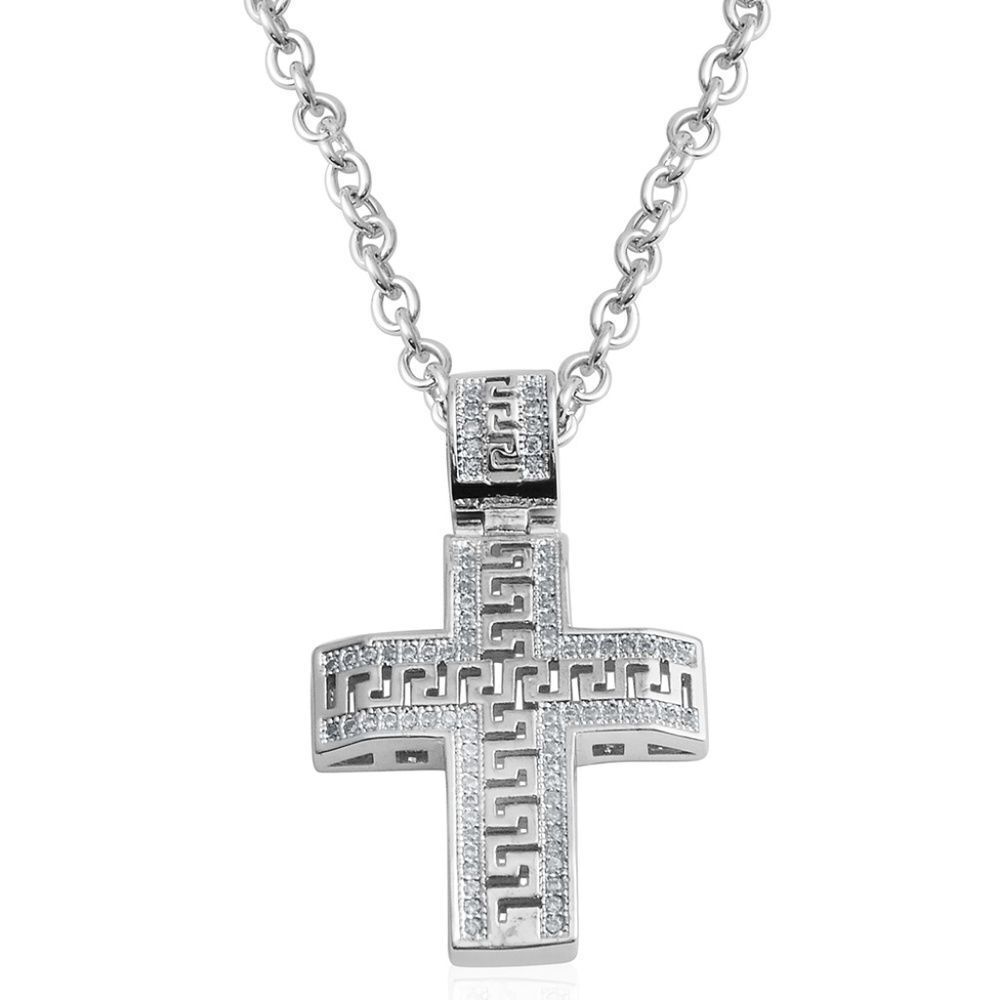 Cross Pendant Stainless Steel 18 in Chain